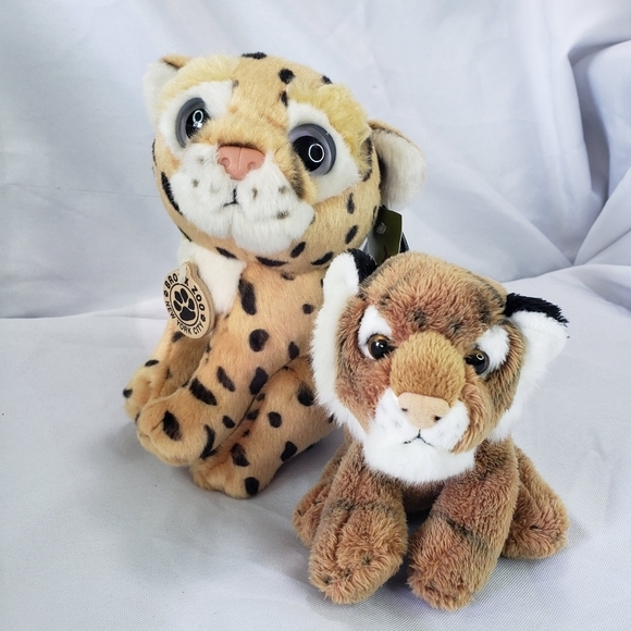 Wild Animal Cheetah 7 Inch & Tiger 5 Inch Plush Stuffed Animal Bundle - Picture 1 of 11